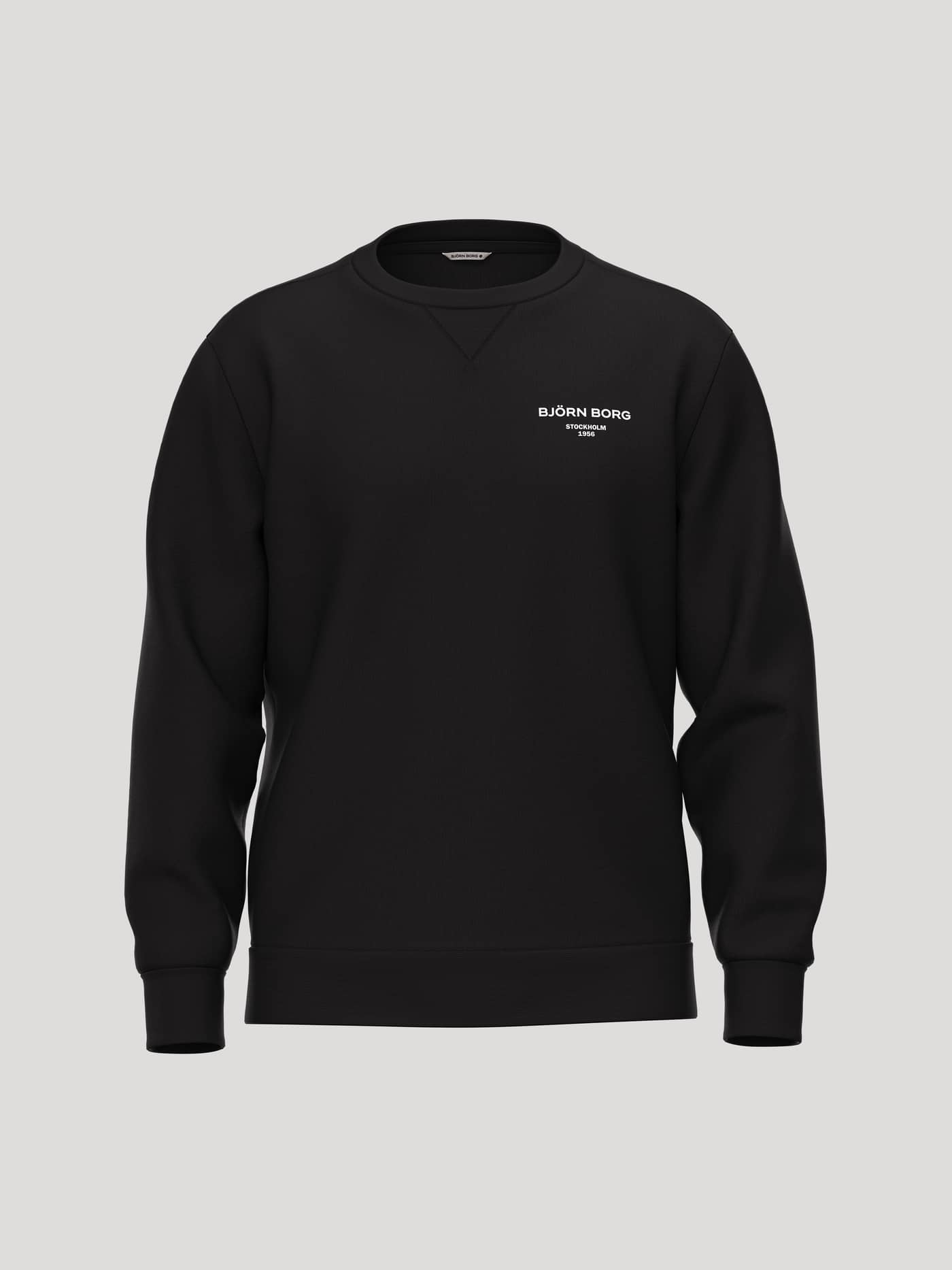 Borg Essential 1 Sweatshirt in Black Beauty (Black) with a white chest logo and premium soft brushed fleece. - Image 1