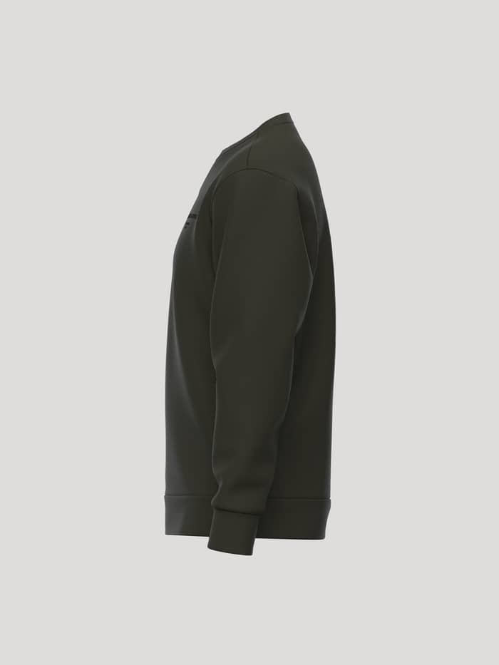 Vue de profil du Borg Essential 1 Sweatshirt en Rosin (Vert), coupe régulière avec logo noir sur la poitrine. - Image 3