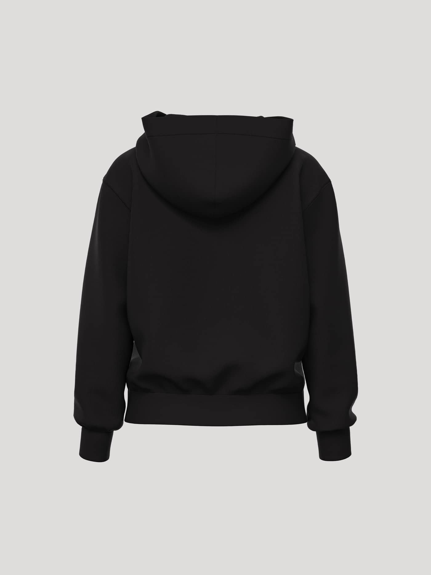 Back view of the Borg Essential 1 Zip Hoodie in Black Beauty (Black) in a soft fleece design for tennis and premium comfort. - Image 2