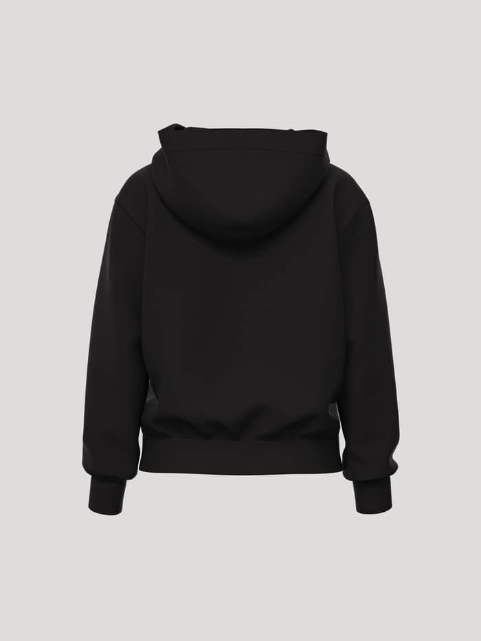 Achteraanzicht van de Borg Essential 1 Zip Hoodie in Black Beauty (Zwart) van zachte fleece voor tennis en optimaal comfort. - Image 2