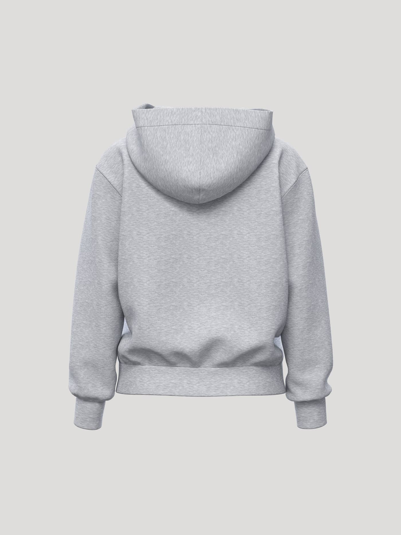 Back view of the Borg Essential 1 Zip Hoodie in Light Grey Melange (Grey), crafted from soft fleece for tennis and leisure. - Image 2