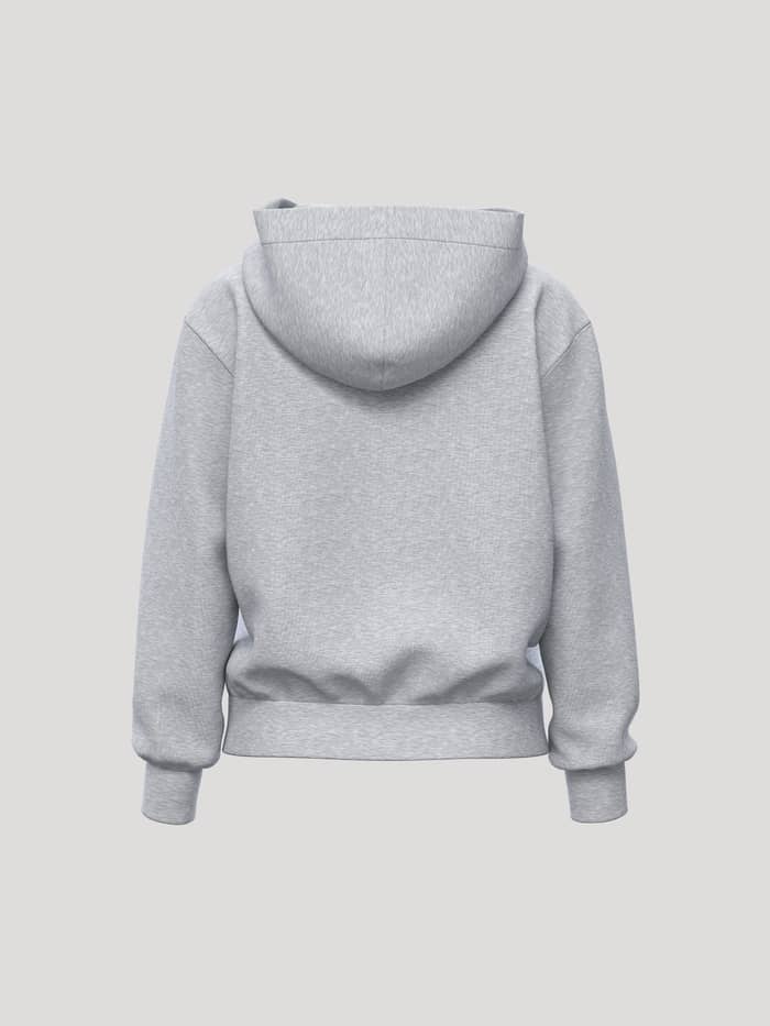 Achteraanzicht van de Borg Essential 1 Zip Hoodie in Light Grey Melange (Grijs) van zachte fleece voor tennis en vrije tijd. - Image 2