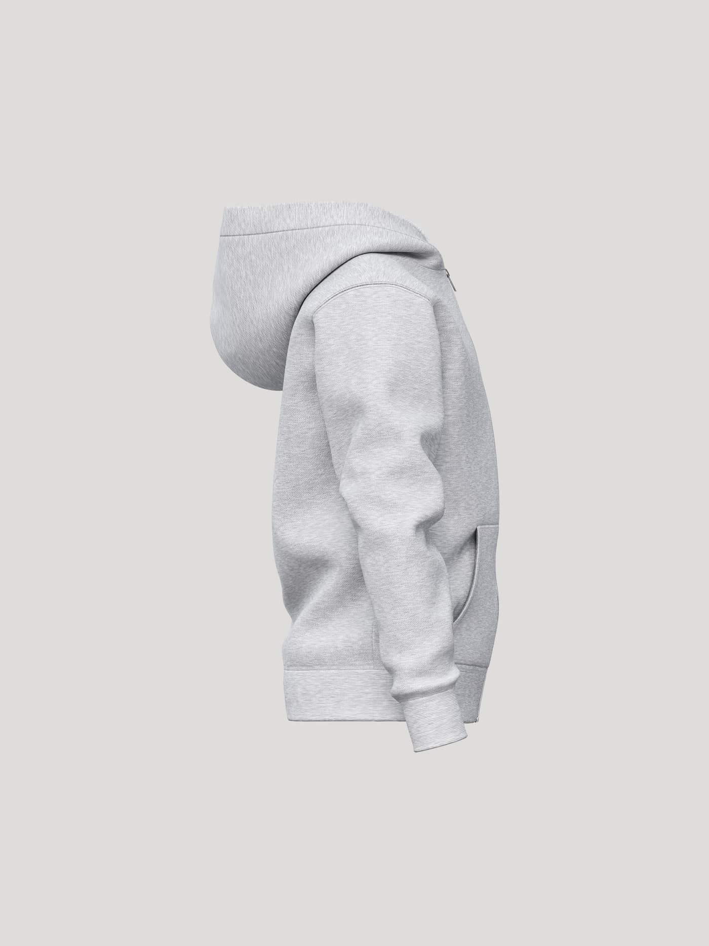 Vista lateral de la Borg Essential 1 Zip Hoodie en gris claro melange (gris). - Image 4