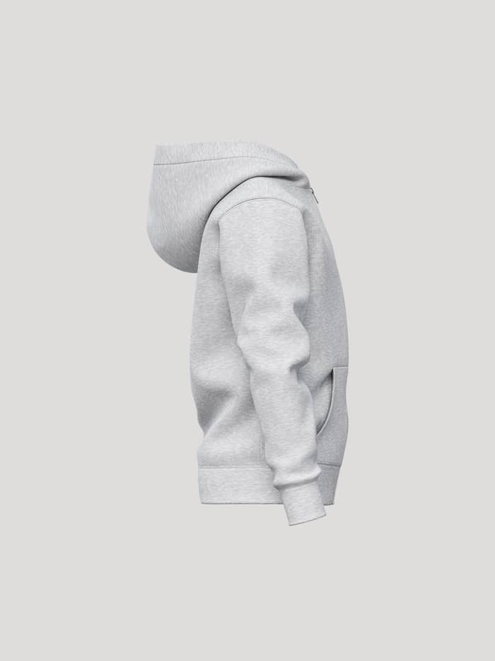 Vista lateral de la Borg Essential 1 Zip Hoodie en gris claro melange (gris).