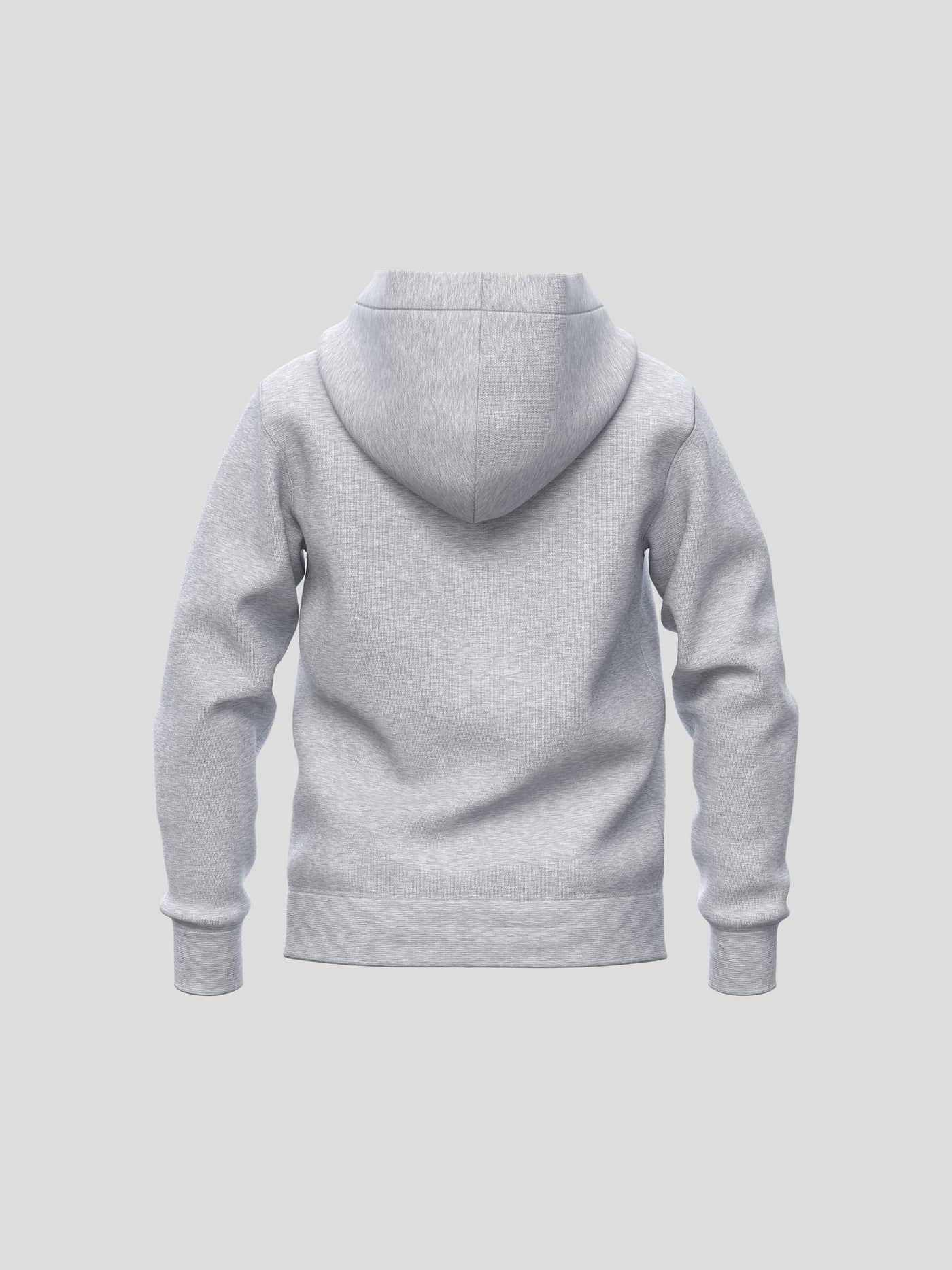 Borg Essential 1 Zip Hoodie for kids in Light Grey Melange (Grey) shown from the back in soft fleece for tennis. - Image 2
