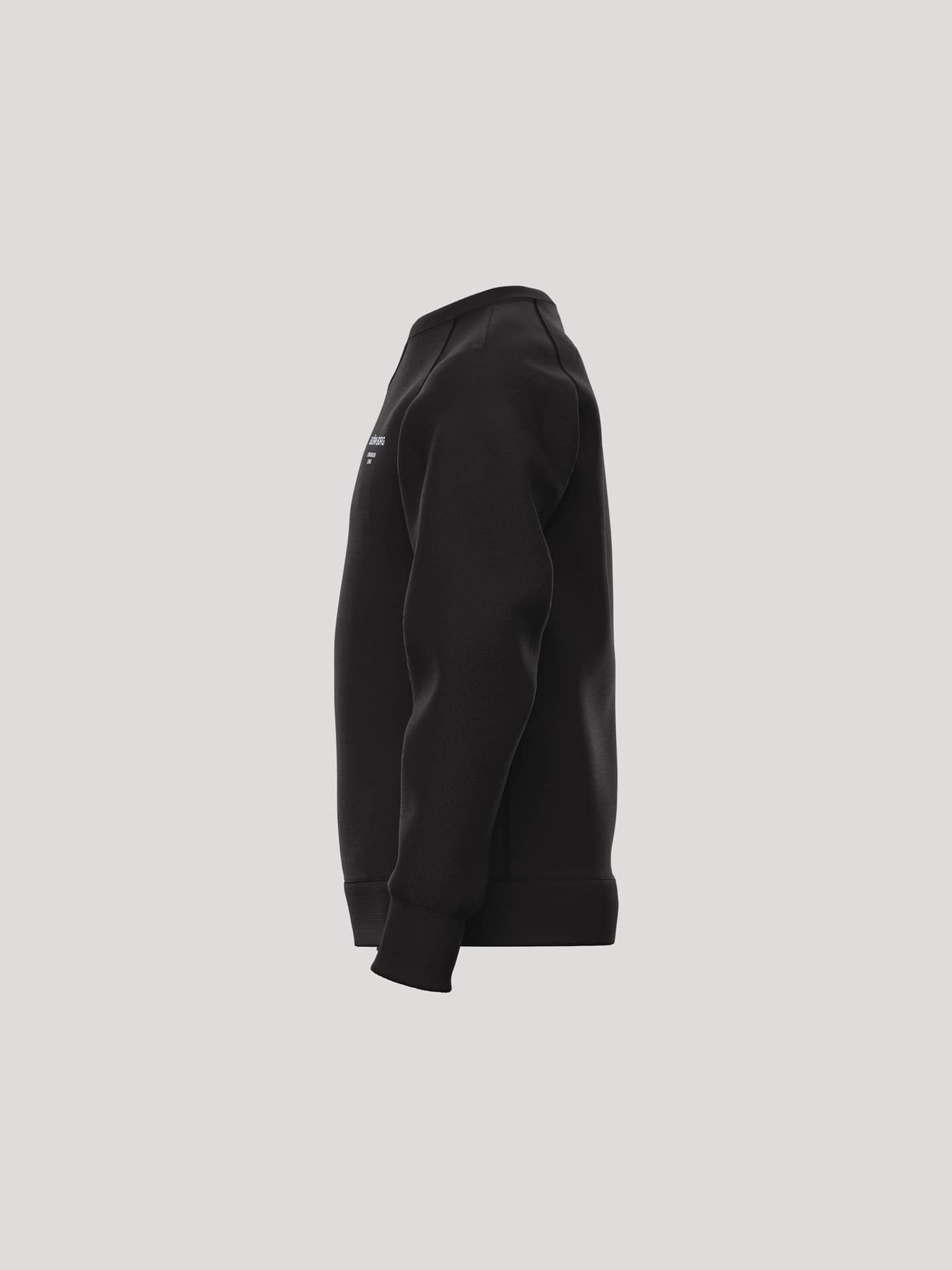 Side view of the Borg Essential 1 Sweatshirt for kids in Black Beauty (Black), ideal for tennis with soft ribbed cuffs. - Image 3