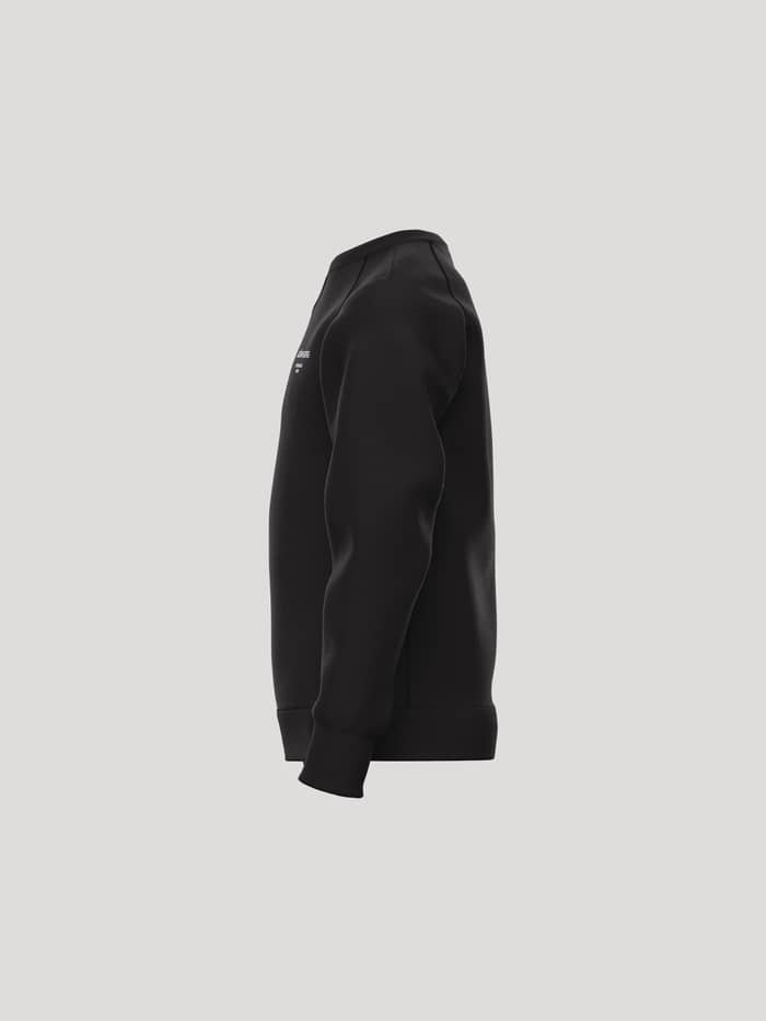 Side view of the Borg Essential 1 Sweatshirt for kids in Black Beauty (Black), ideal for tennis with soft ribbed cuffs. - Image 3
