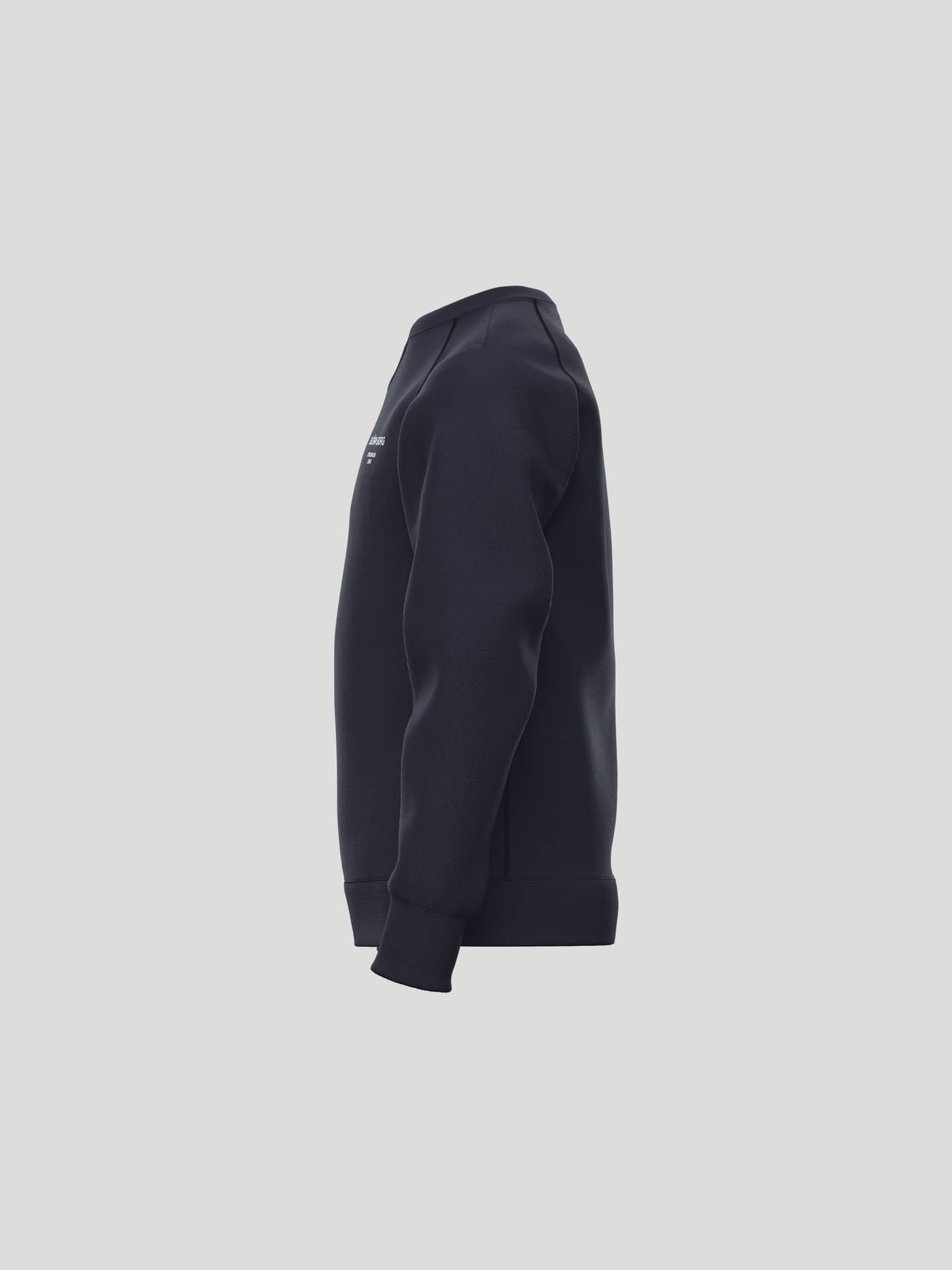 Side view of the kids Borg Essential 1 Sweatshirt in Night sky (Navy), with a cotton blend and white chest logo for tennis. - Image 3
