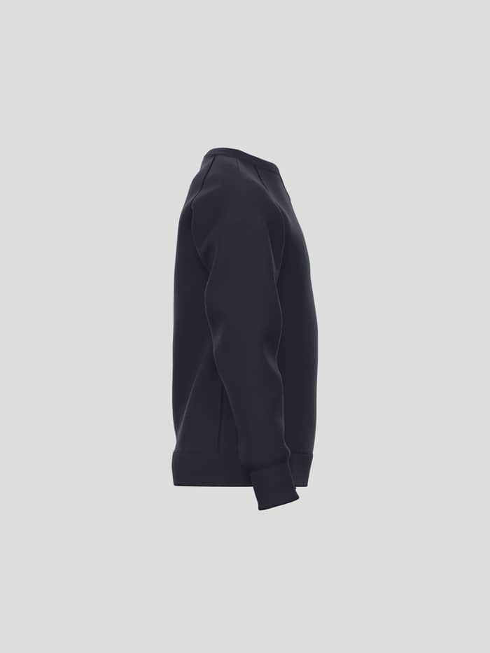 Side view of the kids Borg Essential 1 Sweatshirt in Night sky (Navy) for a clean, premium Scandinavian tennis look. - Image 4