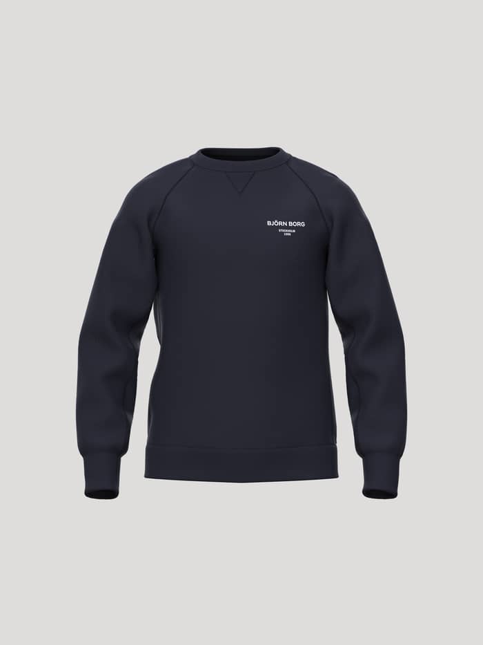 Borg Essential 1 Sweatshirt til kids i Night sky (Marineblå) set forfra med hvidt logo til tennis.