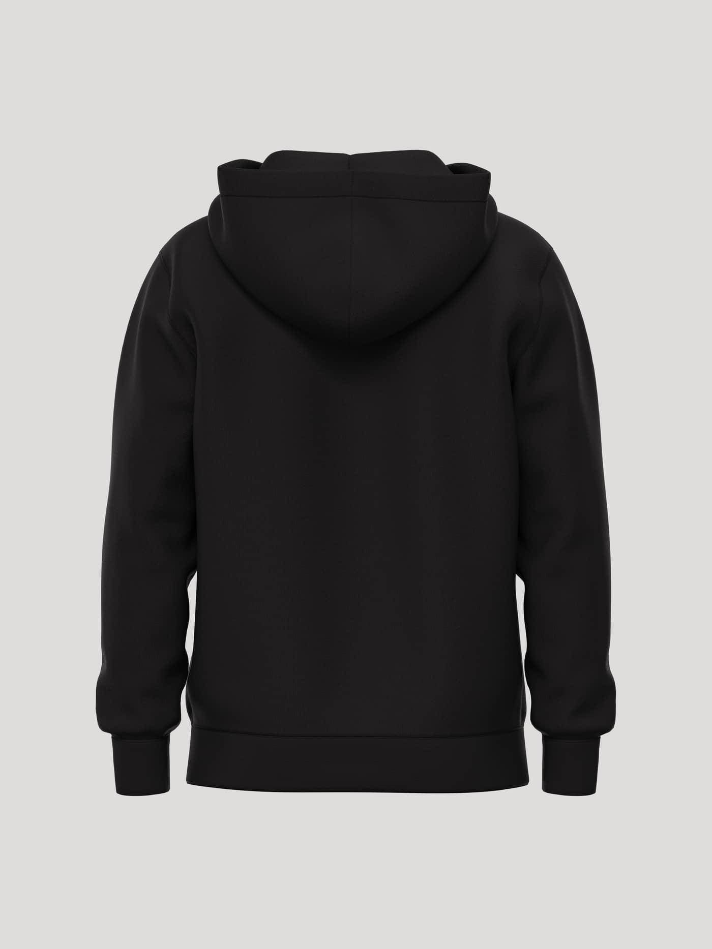 Vue arrière du Borg Essential 1 Zip Hoodie en Black Beauty (Noir), coupe régulière et détail tennis au cou. - Image 2
