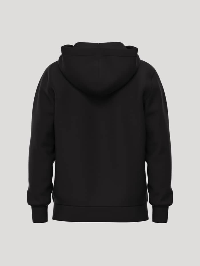 Borg Essential 1 Zip Hoodie in Black Beauty (Black) seen from the back, featuring a regular fit and tennis neck detail. - Image 2