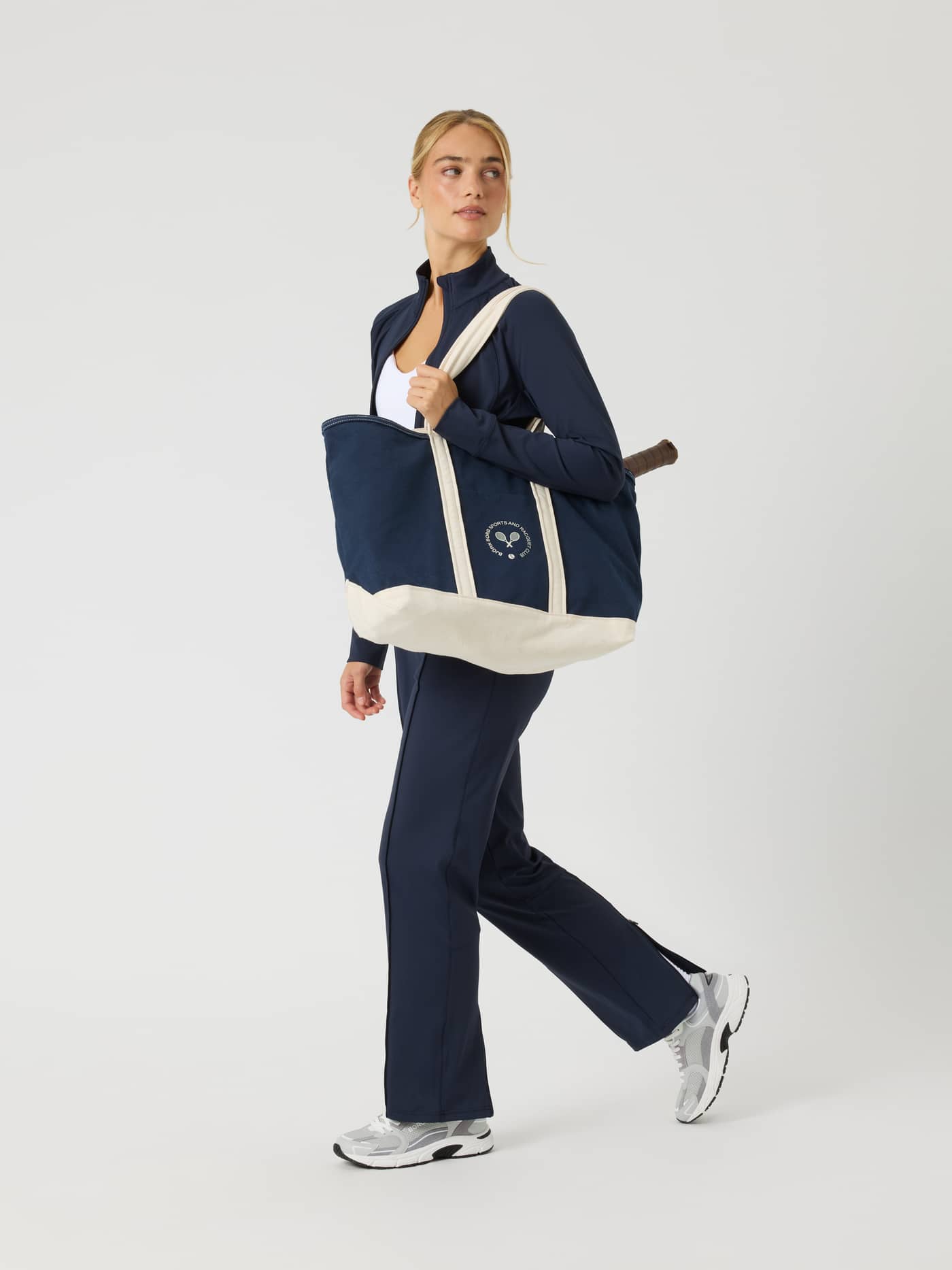 Ace Track Jacket in Night Sky (Navy) shown in a full-body view, perfect for tennis training and on-court movement. - Image 6
