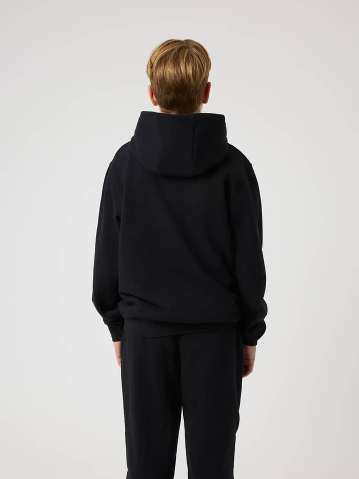 Borg Classic Hoodie til kids i Black Beauty (Sort) set bagfra i blød french terry til tennis. - Image 2
