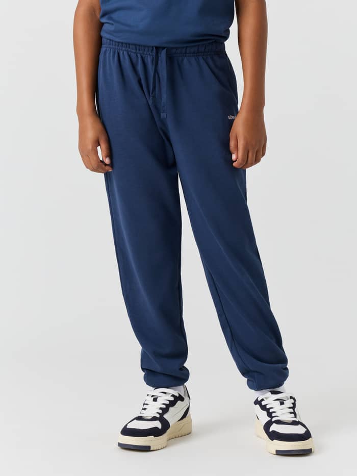 Front view of the Borg Classic Sweatpants in Dress Blues (Blue) featuring an adjustable drawstring waist and relaxed fit.