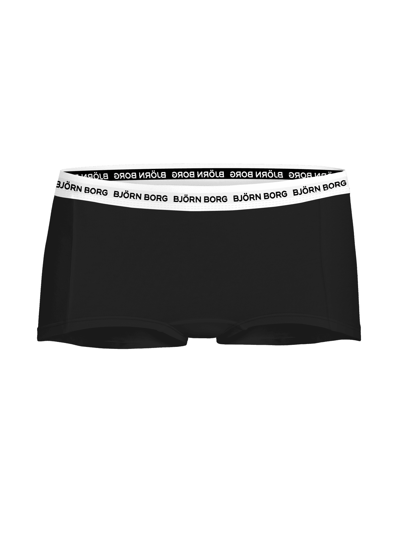 Front view of the Cotton Stretch Logo Boxers Shorts 3-pack in black with a white logo waistband. - Image 3