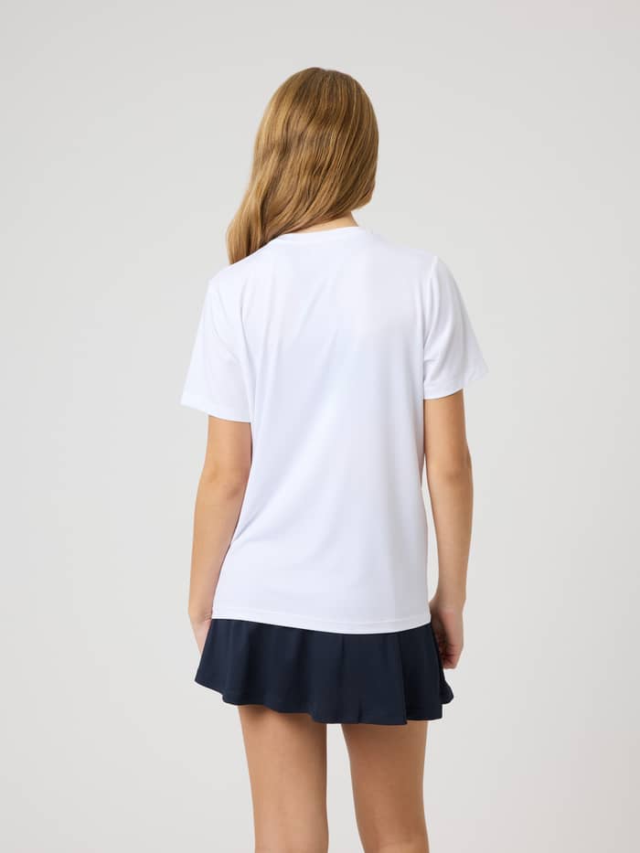 Ace Slim T-Shirt i Brilliant White (Hvid) set bagfra, en teknisk tennisoverdel til kids i slim fit. - Image 2