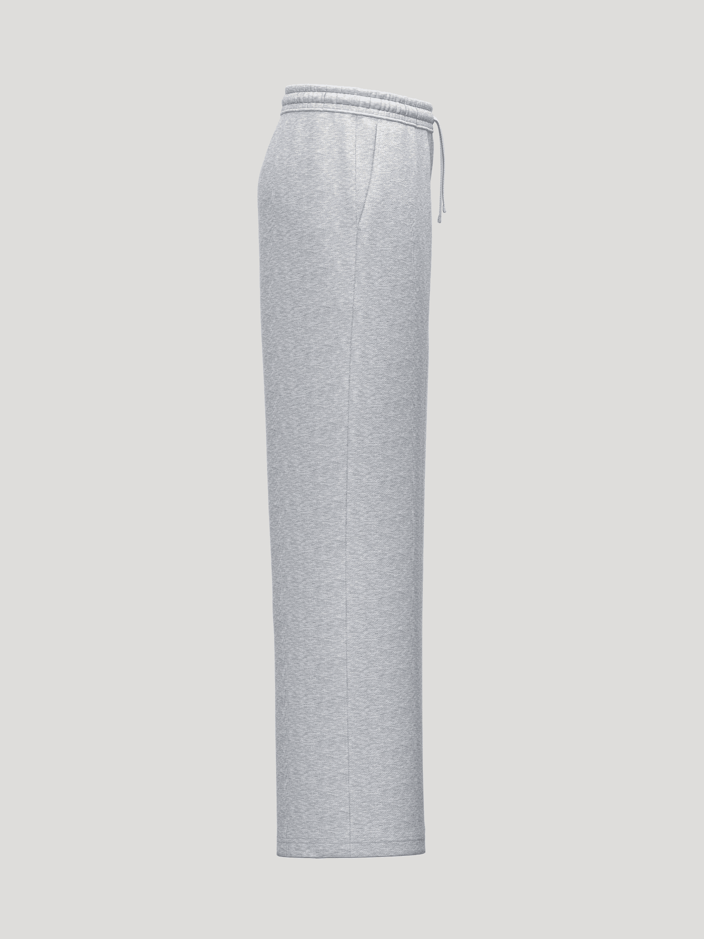 Side view of Borg Essential 1 Straight Sweatpants in Light Grey Melange (Grey) featuring a soft fleece melange pattern. - Image 4