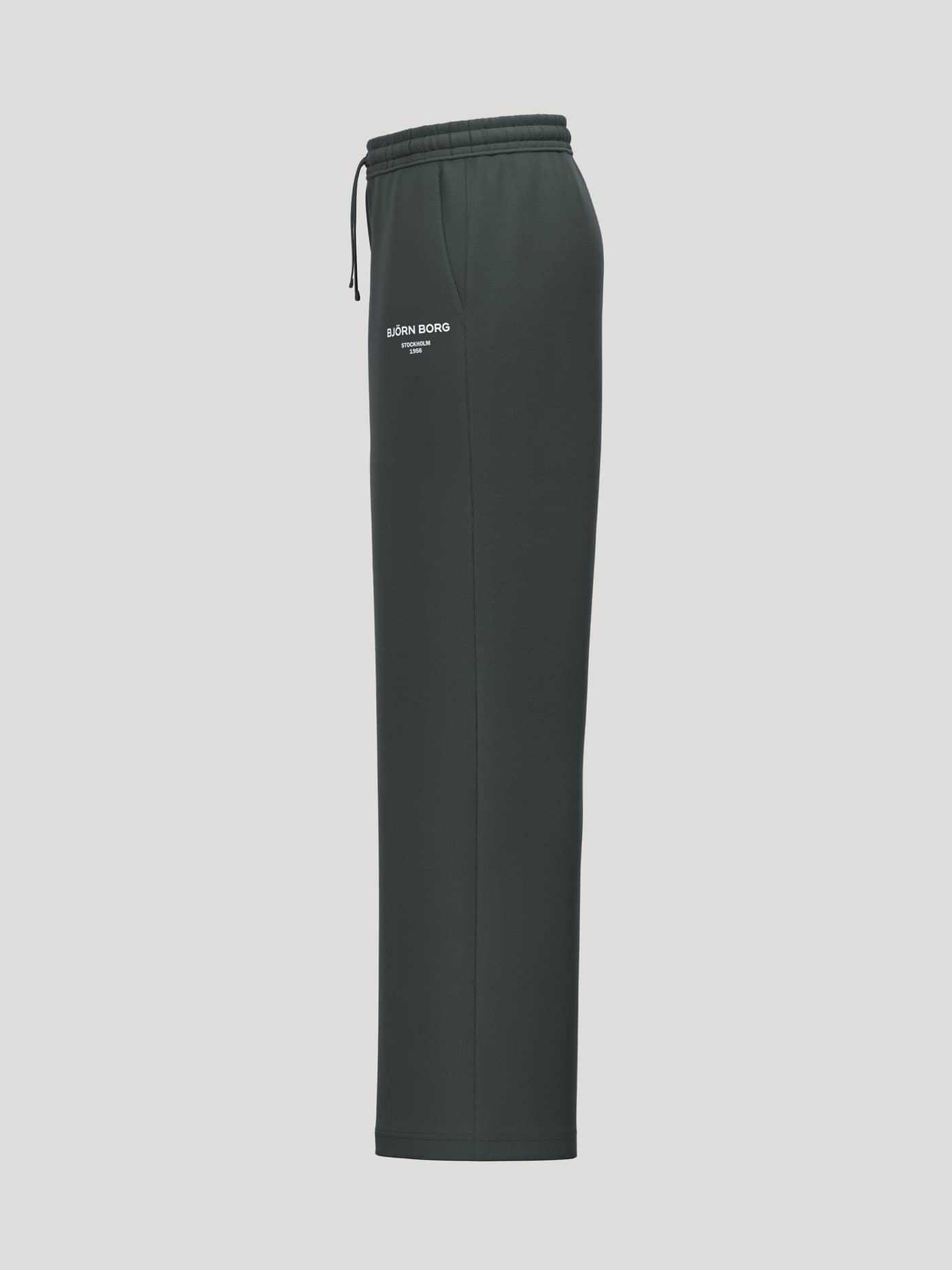 Borg Essential 1 Straight Sweatpants in Urban Chic (Green) side view, featuring a white logo and clean straight-leg fit. - Image 3