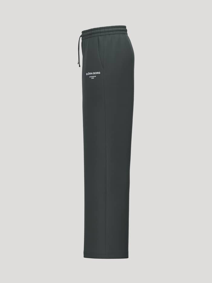 Borg Essential 1 Straight Sweatpants in Urban Chic (Groen) met wit logo en rechte pijpen voor tennis in zijaanzicht. - Image 3
