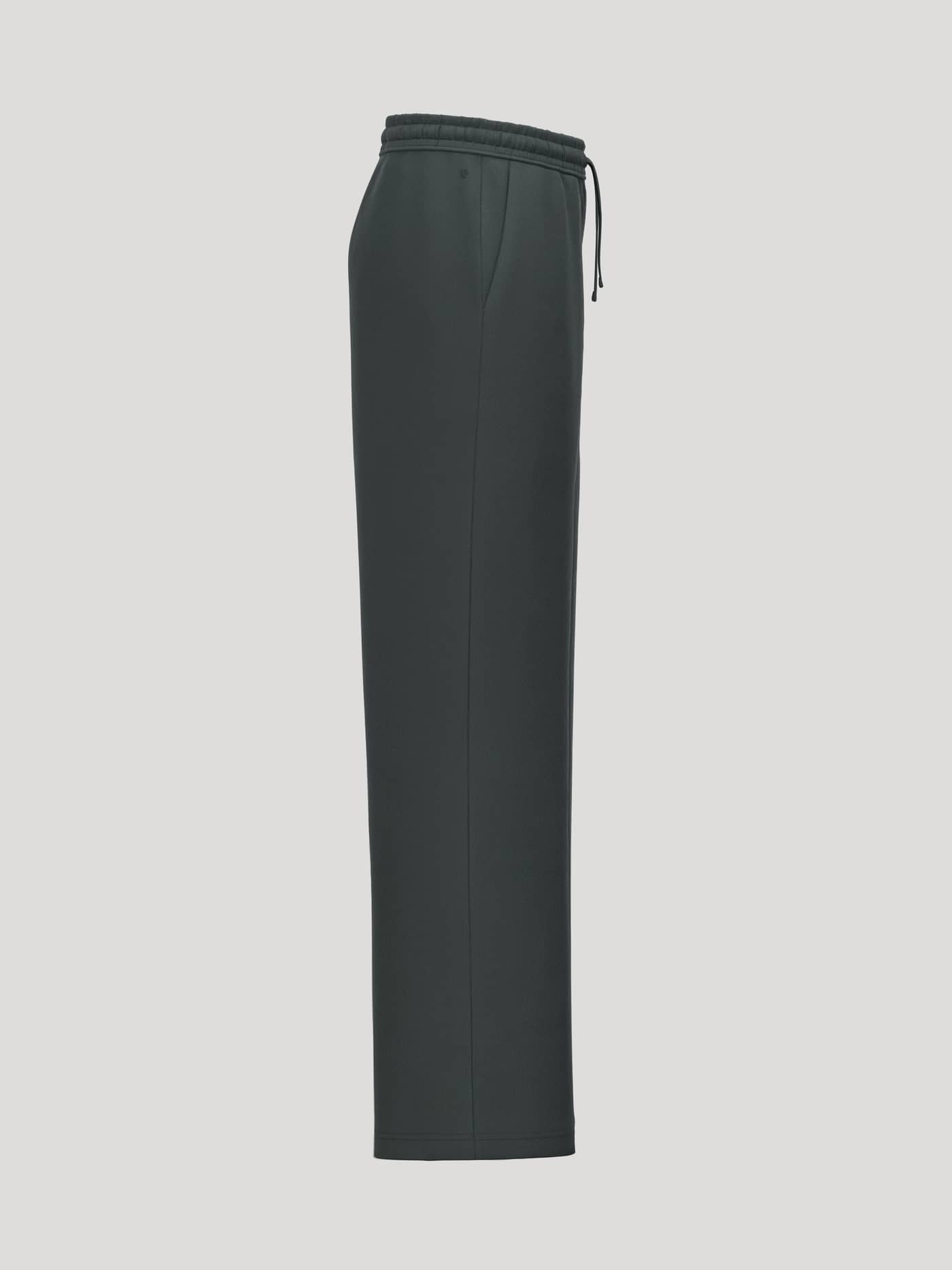 Side view of Borg Essential 1 Straight Sweatpants in Urban Chic (Green) with green logo and drawstring for tennis. - Image 4