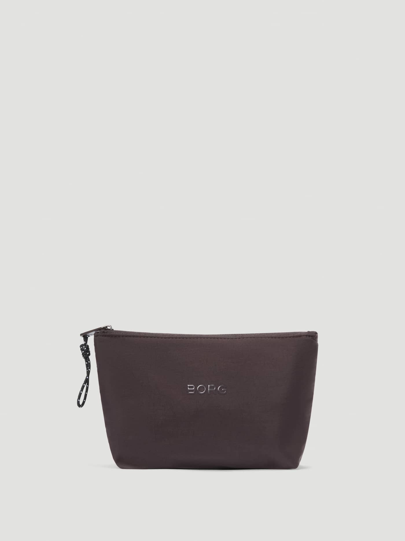 Studio Active Wash Bag Set in Coffee Bean (Brown) featuring a silver Borg logo and zip closure for training. - Image 5