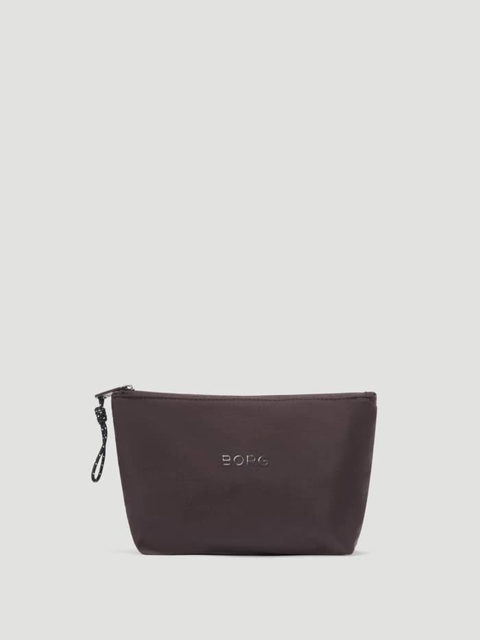 Studio Active Wash Bag Set in Coffee Bean (Bruin), een toilettas met zilveren Borg-logo en ritssluiting voor training. - Image 5