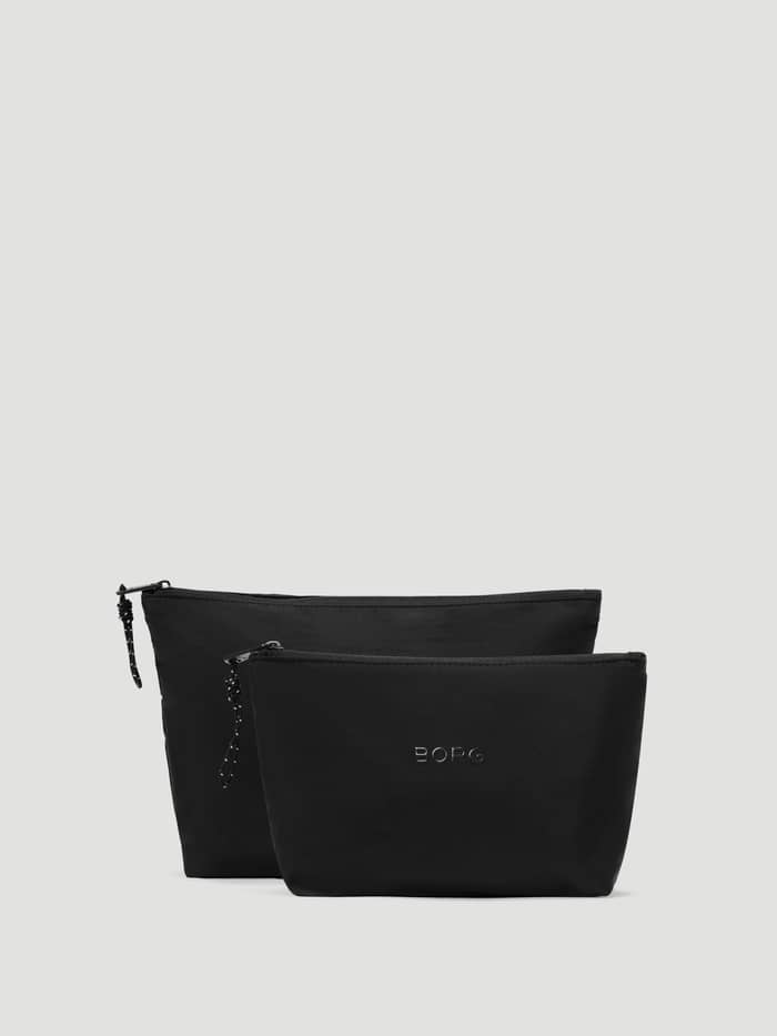 Studio Active Wash Bag Set in Black Beauty (Black) with two recycled polyester bags and a tonal Borg logo for training.