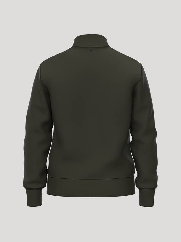 Vue arrière du Borg Essential 1 Half Zip en Rosin (Vert) avec imprimé balle de tennis à la nuque et poignets côtelés. - Image 2