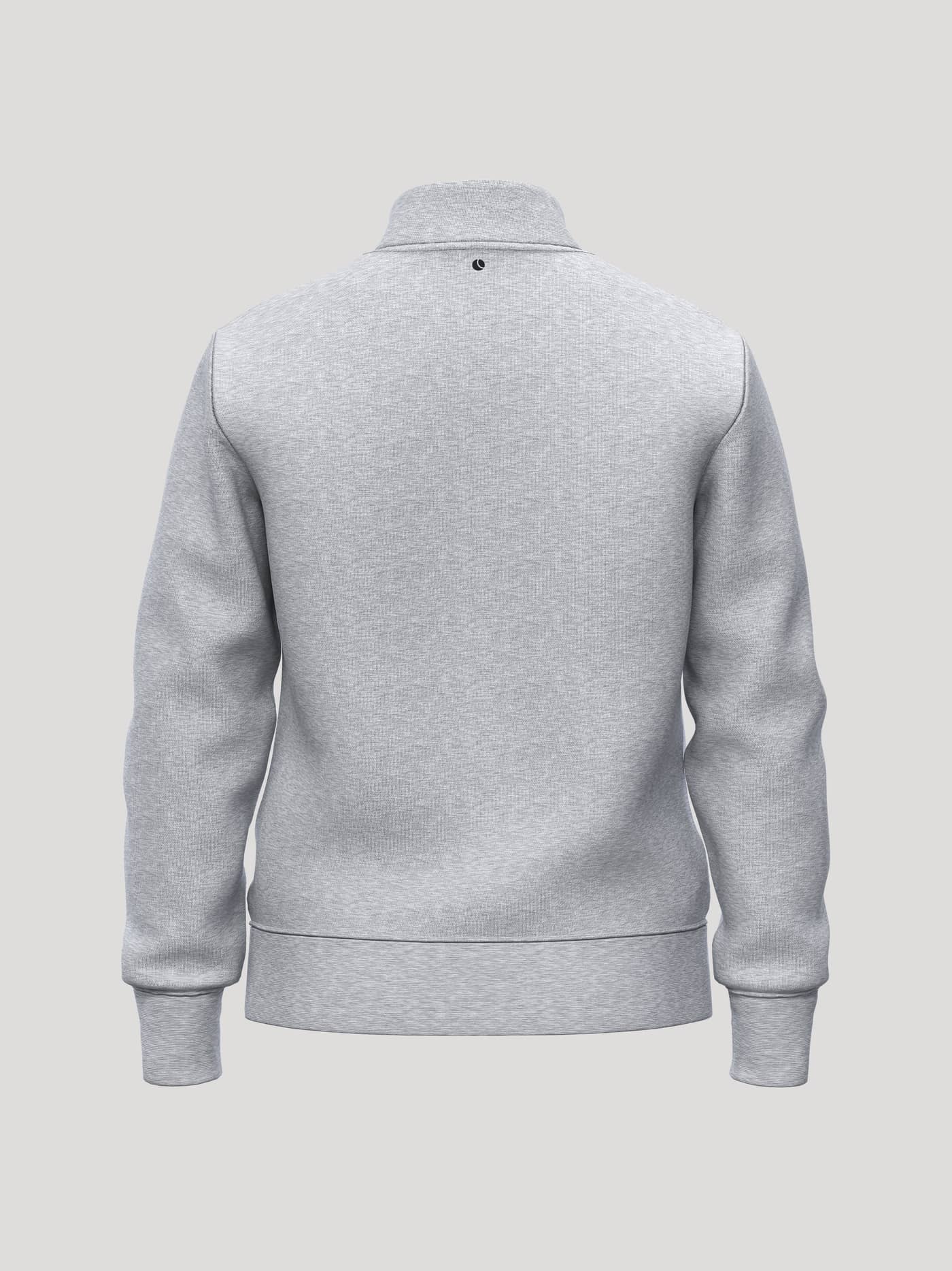 Back view of the Borg Essential 1 Half Zip in Light Grey Melange (Grey) with a black tennis ball logo at the neck. - Image 2