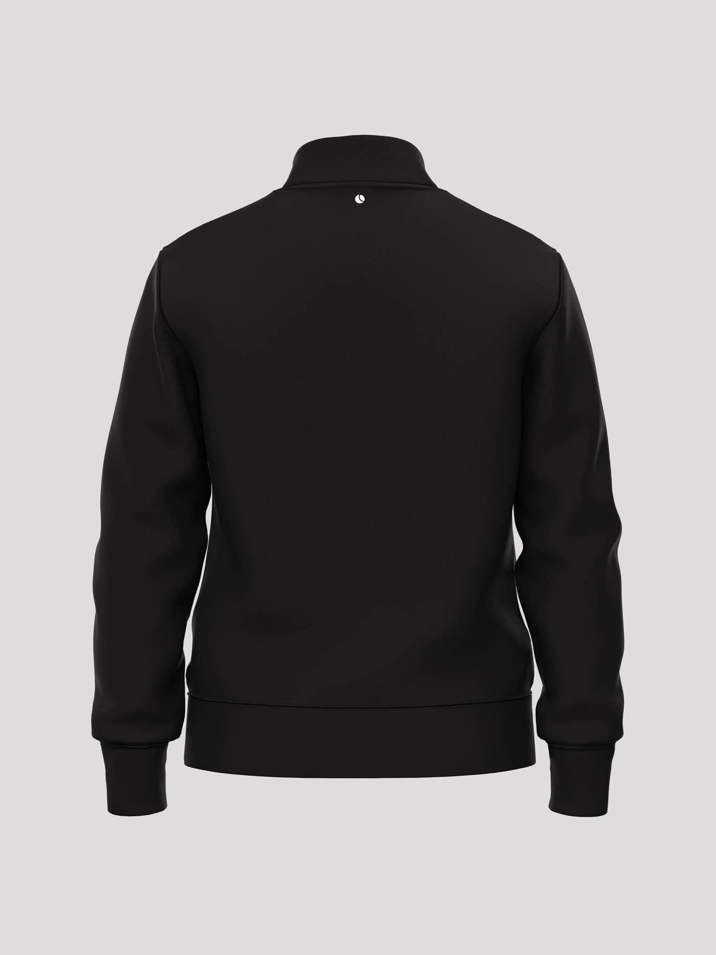 Back view of the Borg Essential 1 Half Zip in Black Beauty (Black) featuring a white tennis ball logo at the back neck. - Image 2