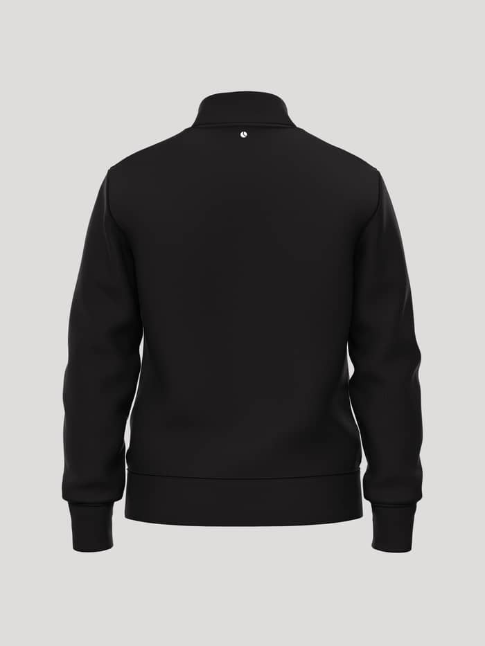 Vue arrière du Borg Essential 1 Half Zip en Black Beauty (Noir) avec un logo de balle de tennis blanc sur la nuque. - Image 2
