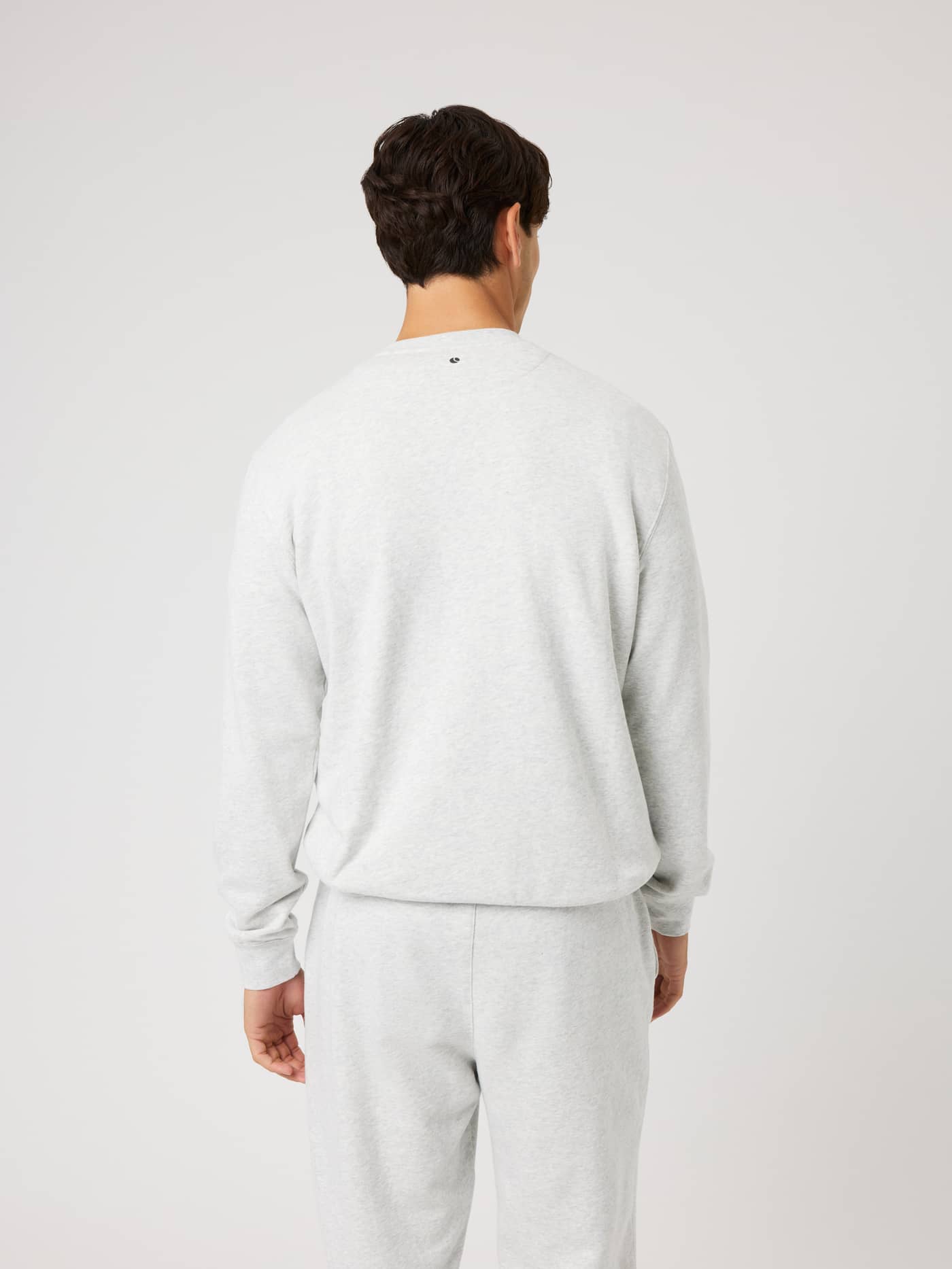 Back view of the Borg Classic Print Sweatshirt in Ultra Light Grey Melange (Grey) featuring a small tennis ball print. - Image 2