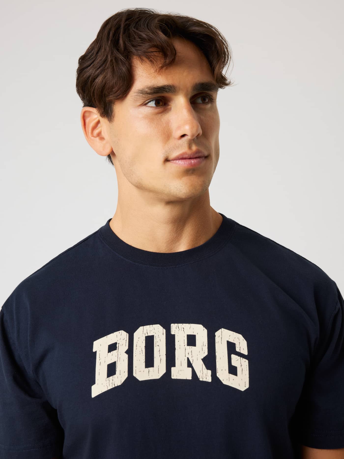 Borg Classic Print T-Shirt in Night Sky (Navy) featuring a chest logo and soft cotton for comfortable training. - Image 4