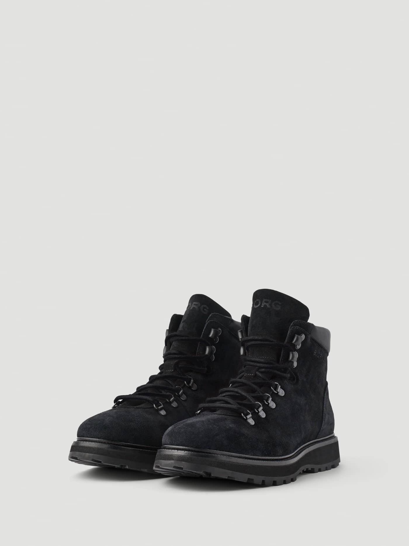 Men's Summit Boots in black leather with a premium suede finish, featuring a rugged lug sole and tonal laces. - Image 2