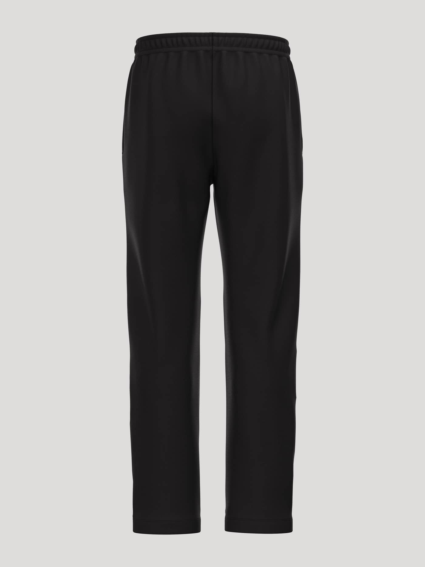 Back view of the Borg Essential 1 Sweatpants in Black Beauty (Black) featuring a tapered fit and white tennis ball print. - Image 2