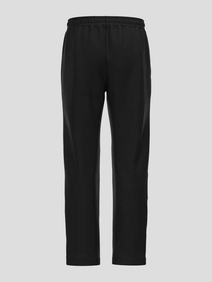 Achteraanzicht van de Borg Essential 1 Sweatpants in Black Beauty (Zwart) met taps toelopende fit en witte tennisbalprint. - Image 2