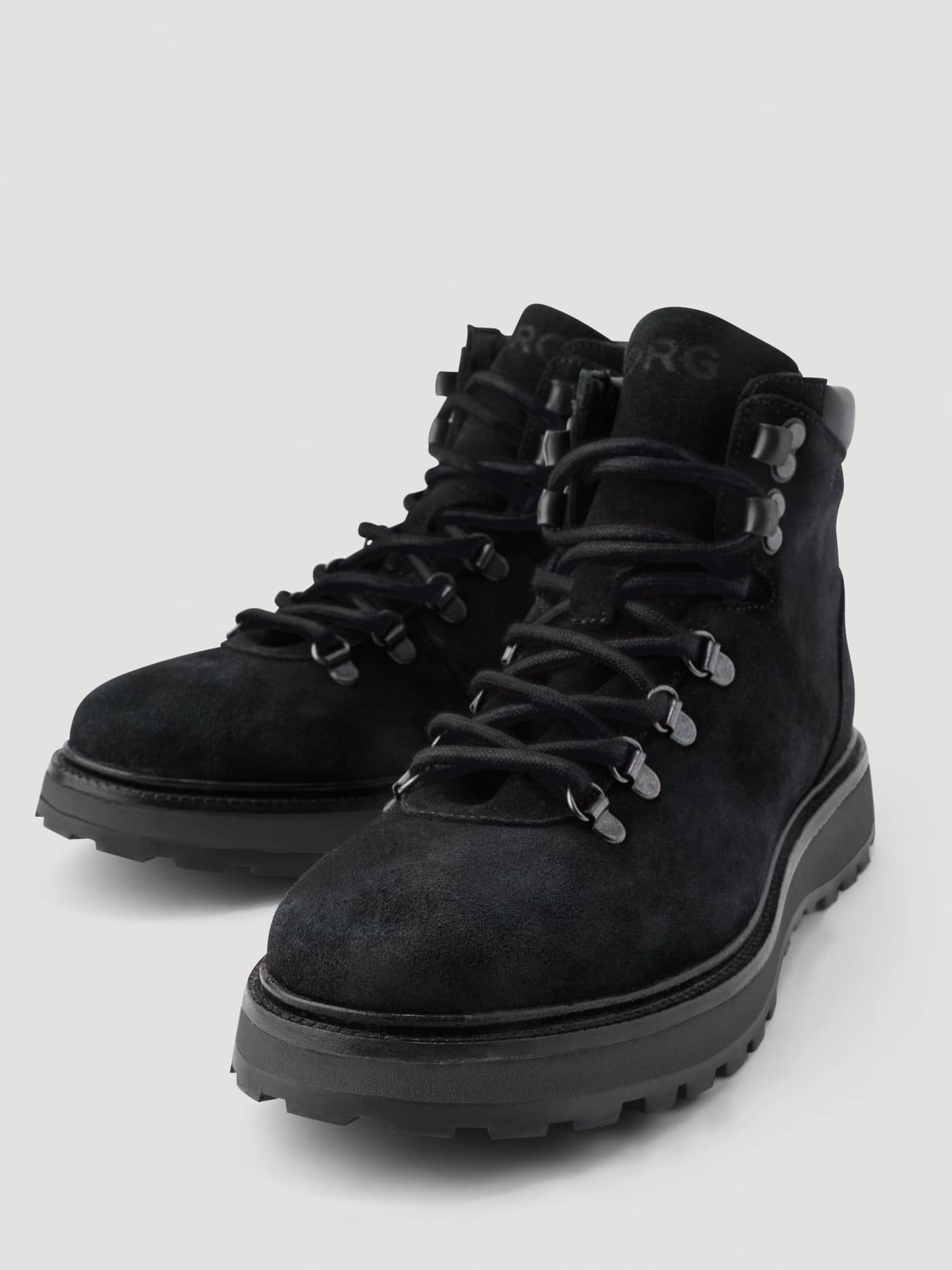Women's Summit Boots in Black featuring a premium suede leather finish, tonal logo, and a rugged lugged sole. - Image 4