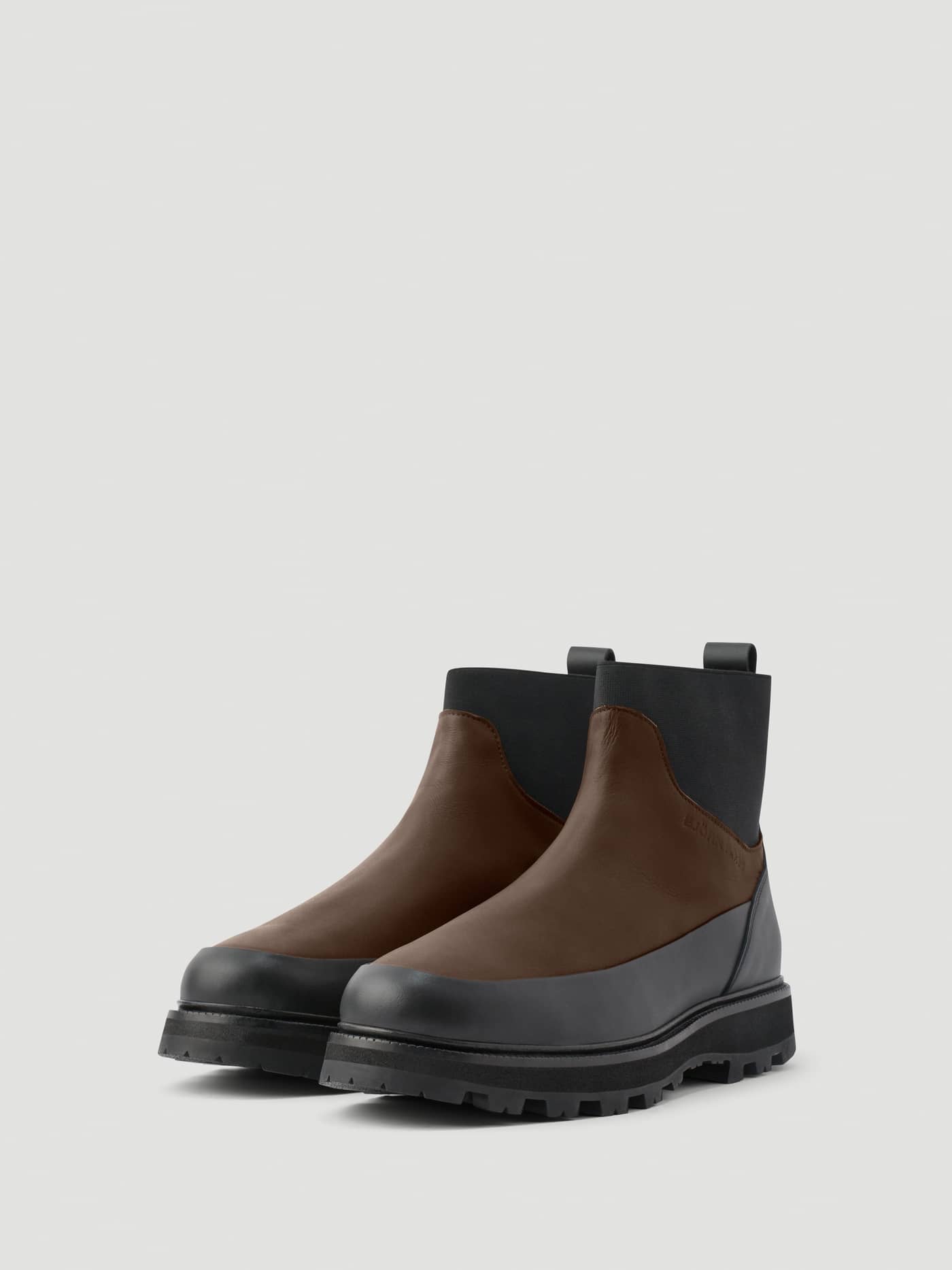 Men's Summit Chelsea Vibram Boots in Brown and Black genuine leather with a thick, functional Vibram lug sole. - Image 2