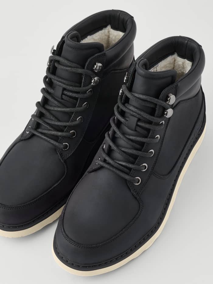 Men's Altitude Boots i sort ægte læder med snørelukning og varmt indvendigt for set fra oven. - Image 5