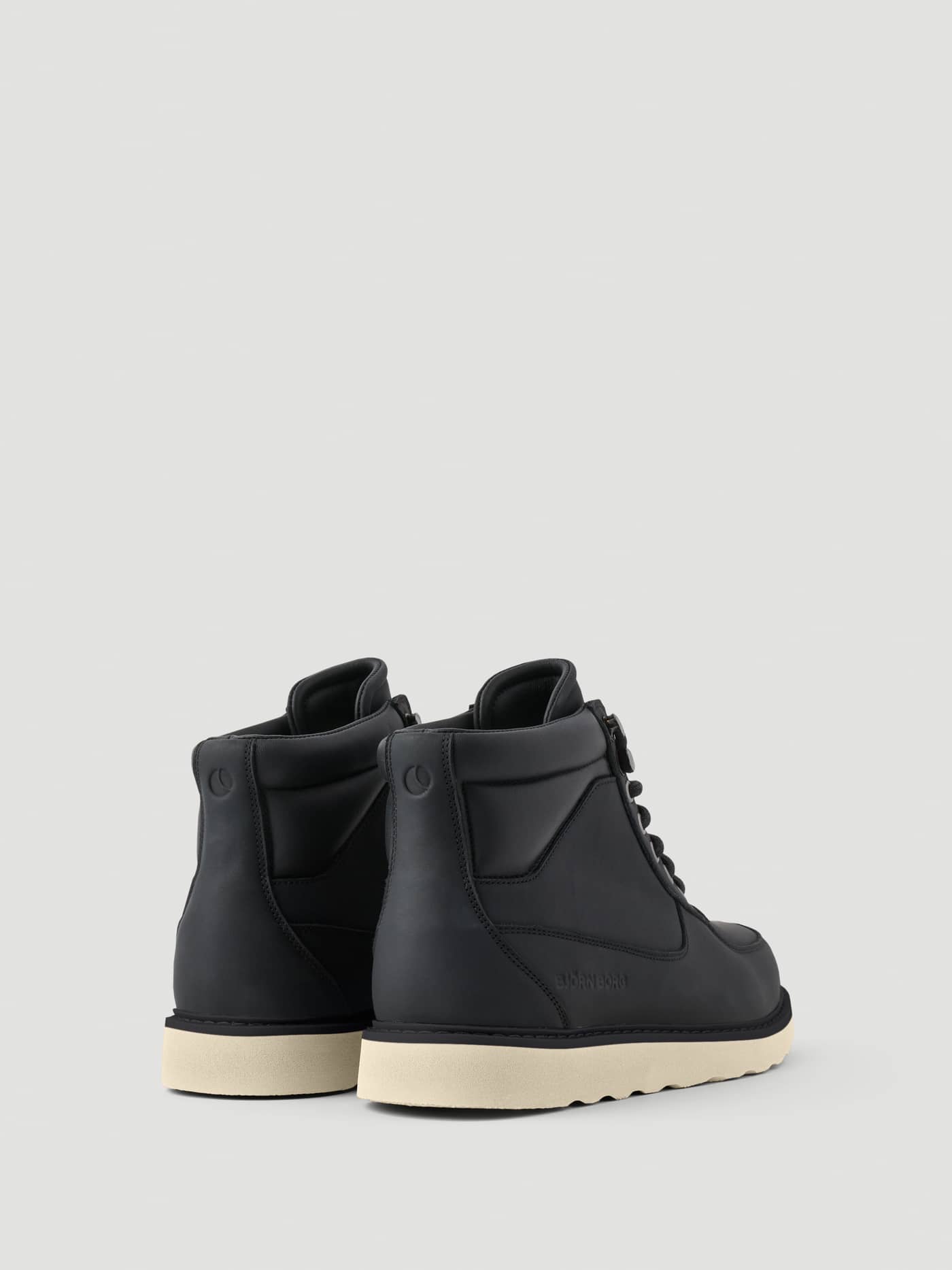 Björn Borg Men's Altitude Boots in black genuine leather, shown from the back with a contrasting off-white sole. - Image 3
