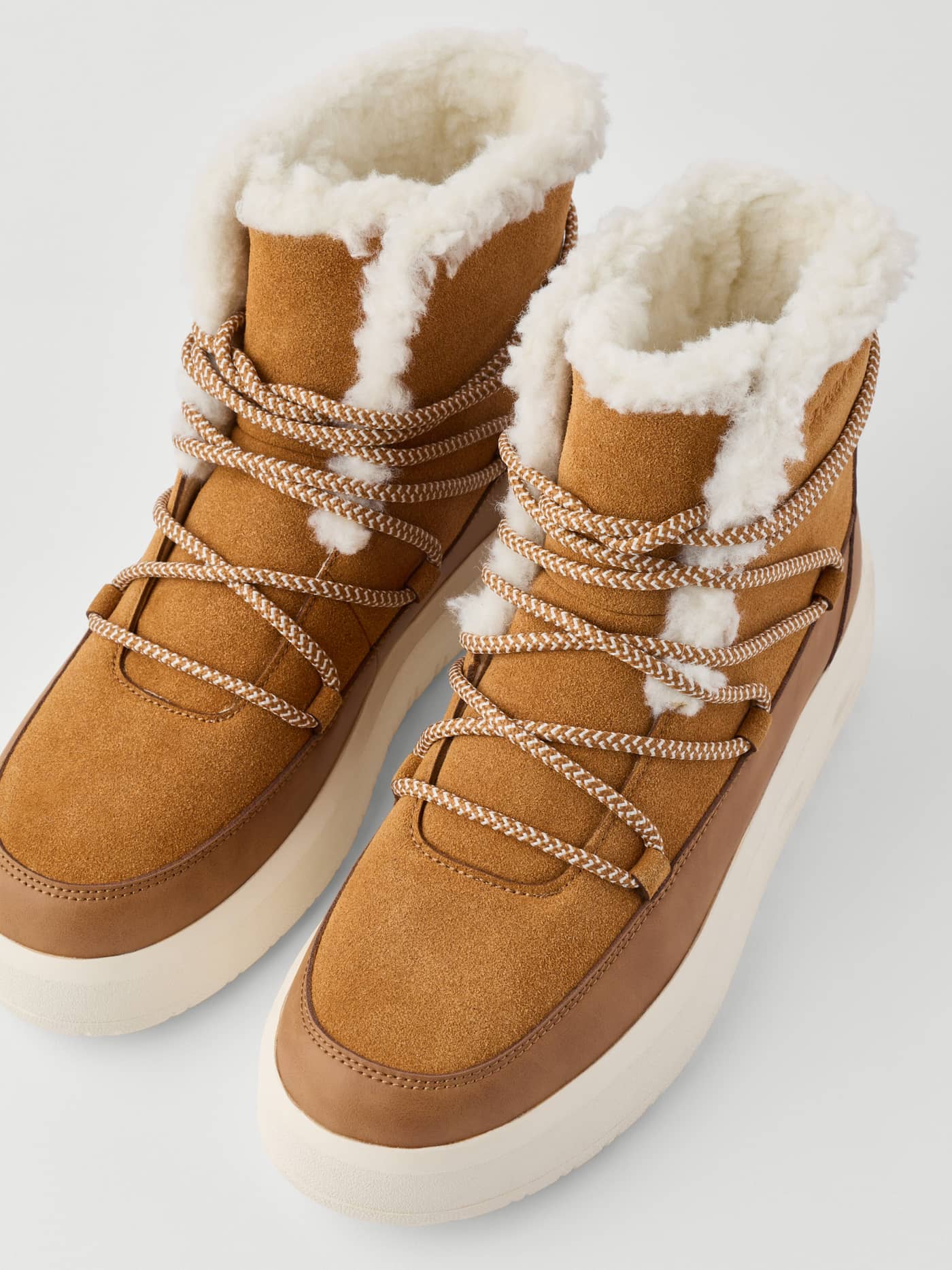 Women's Wooly Lace Up Boots in Brown featuring a cozy wooly interior and a modern lace-up design. - Image 3