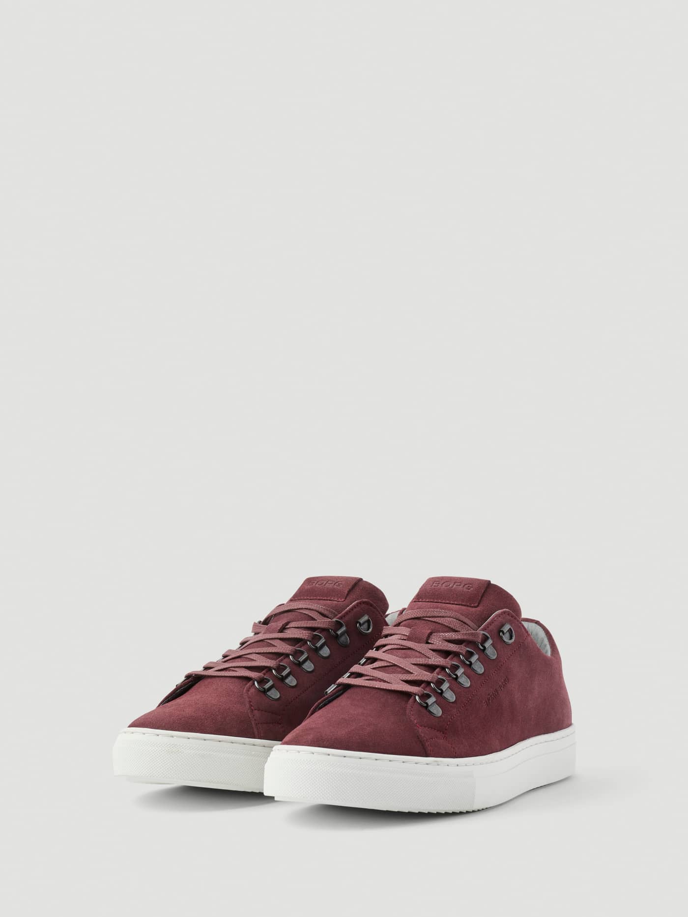 Men's Classic Suede D-Ring Sneakers in Red suede with a tennis-inspired design, secure D-ring eyelets, and tonal logos. - Image 2