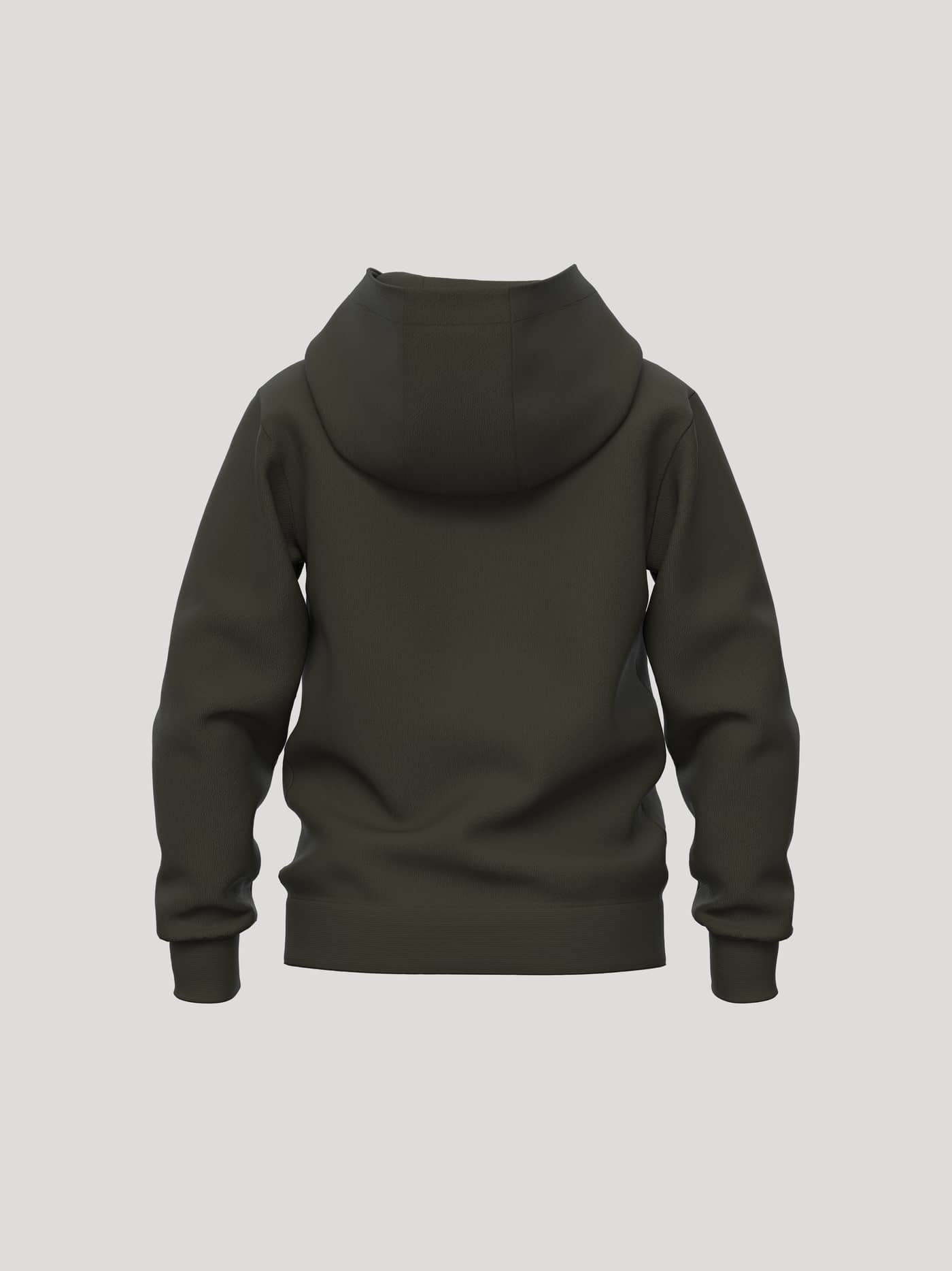 Back view of the kids' Borg Essential 3 Hoodie in Forest Night (Green), crafted from a soft brushed fleece. - Image 2
