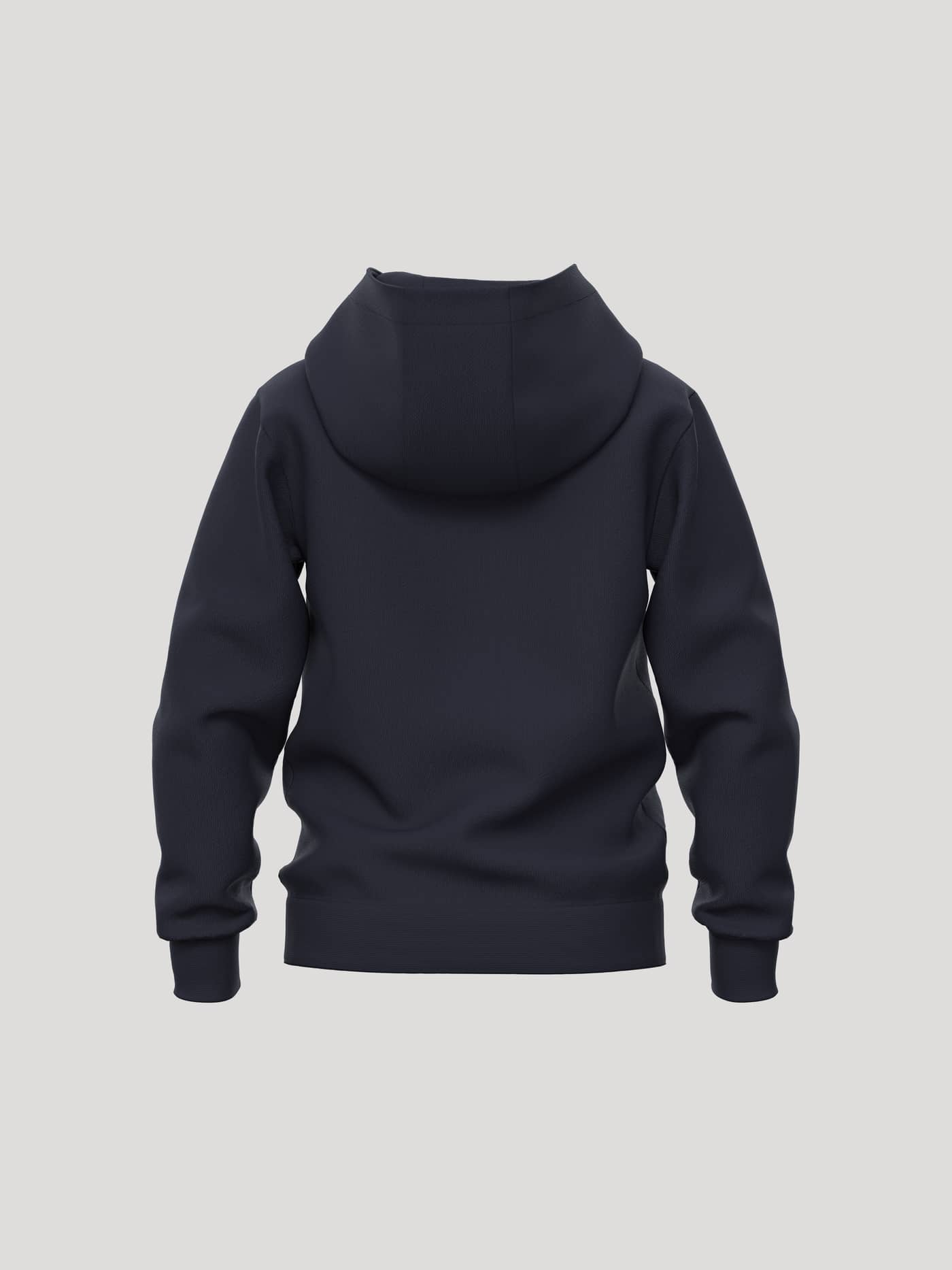 Back view of the Borg Essential 3 Hoodie for kids in Night sky (Navy), featuring soft fleece for tennis and active play. - Image 2