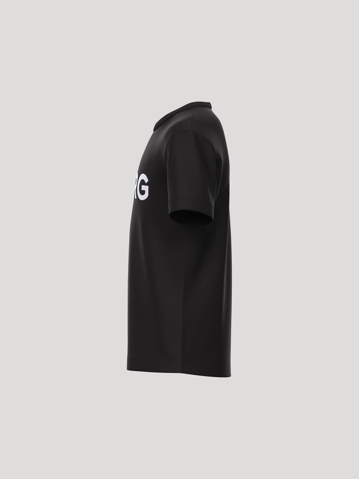 Side view of the kids' Borg Essential 3 T-Shirt in Black Beauty (Black) with a white logo and tennis-inspired details. - Image 3