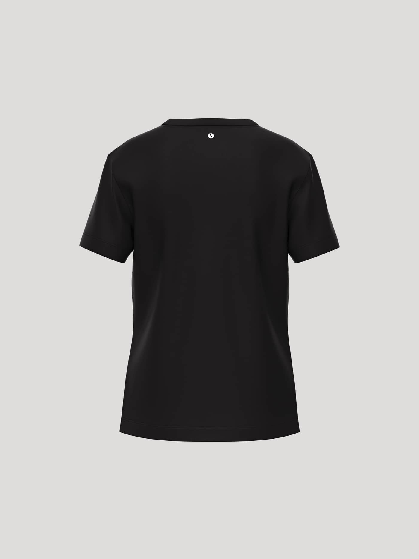 Back view of the kids' Borg Essential 3 T-Shirt in Black Beauty (Black) cotton with a white tennis ball logo. - Image 2