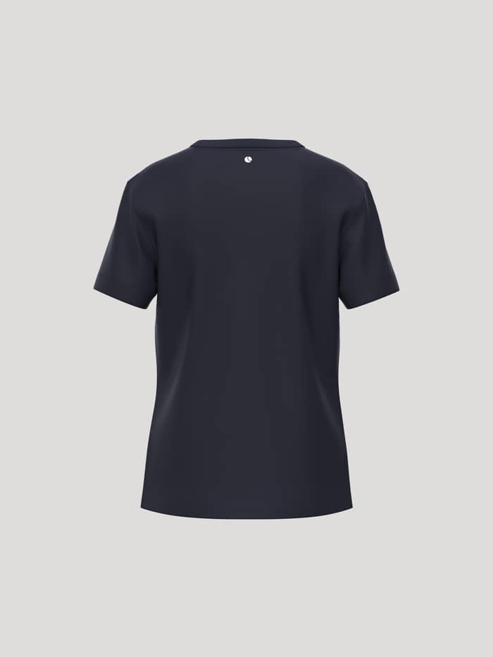 Borg Essential 3 T-Shirt til kids i Night sky (Marineblå) set bagfra med hvidt tennisboldprint i nakken til tennis. - Image 2