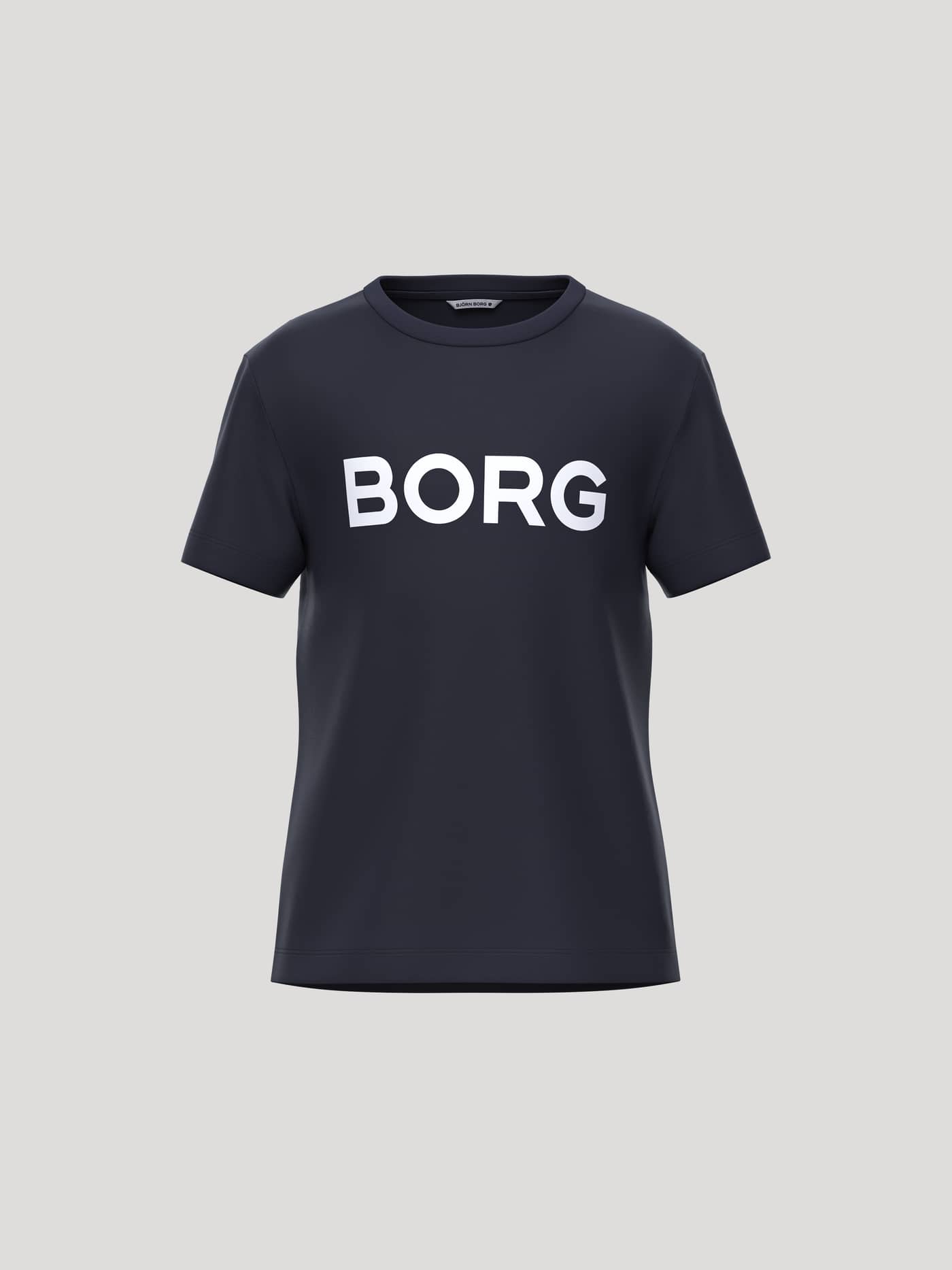 Borg Essential 3 T-Shirt for kids in Night sky (Navy) with a white chest logo and a tennis-inspired cotton design. - Image 1