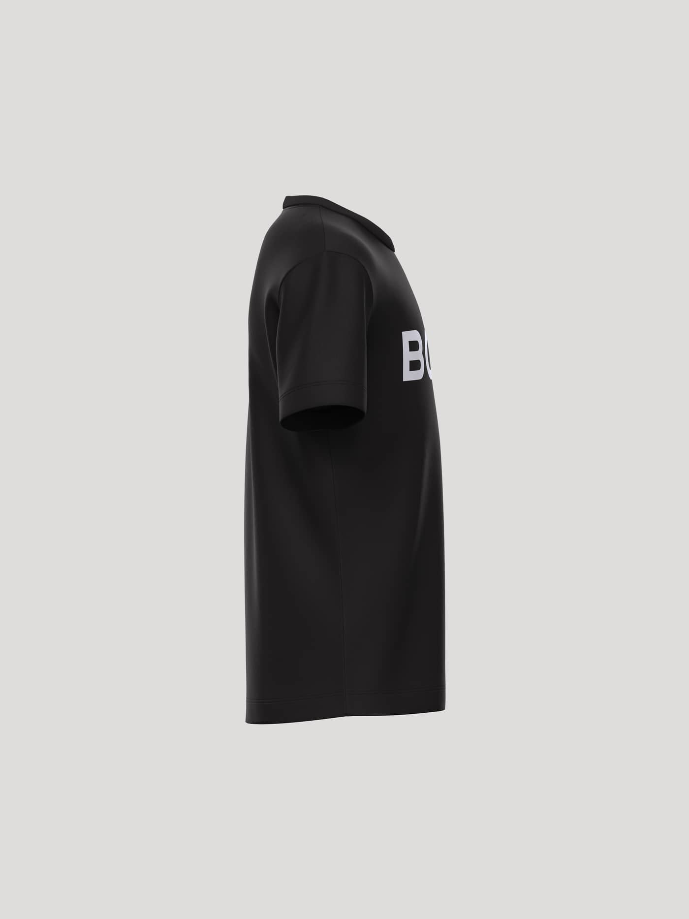 Borg Essential 3 T-Shirt for kids in Black Beauty (Black) shown from the side with a white chest logo. - Image 4